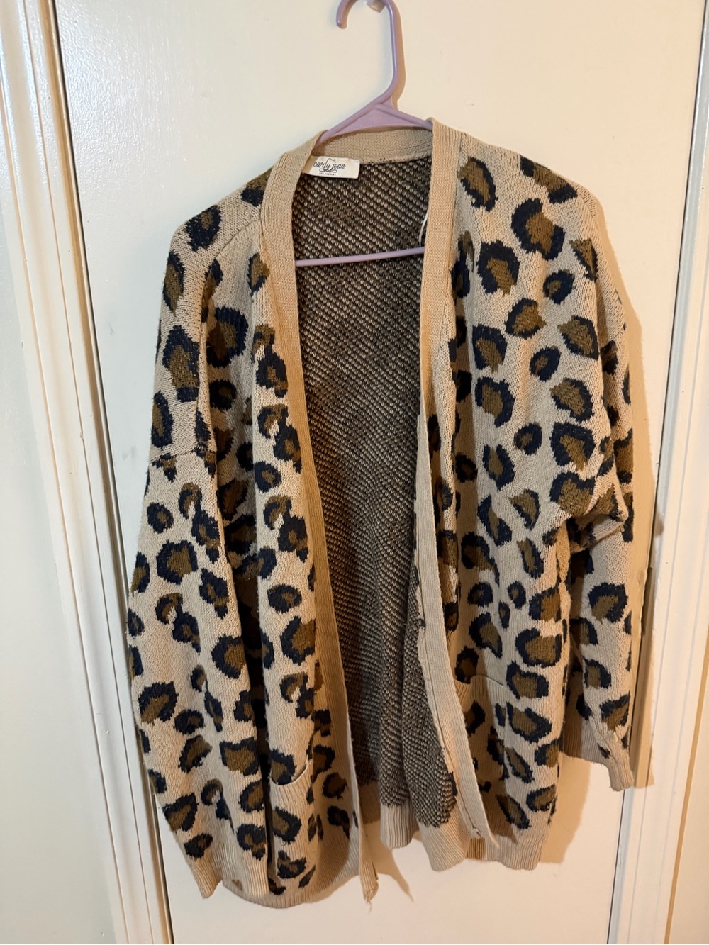 Cathy Jean Beige Leopard Print Open-Front Cardigan